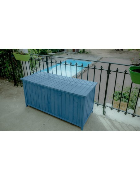 Coffre rangement bois bleu Bluebox