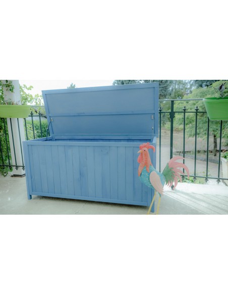 Coffre rangement bois bleu Bluebox