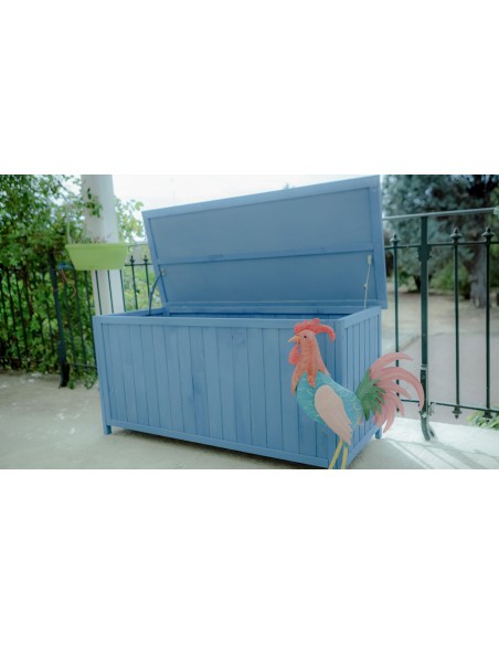 Coffre rangement bois bleu Bluebox