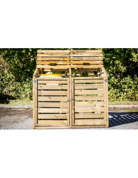 Cache poubelle bois autoclavé double 150 x 90 x 120 cm - FORESTA