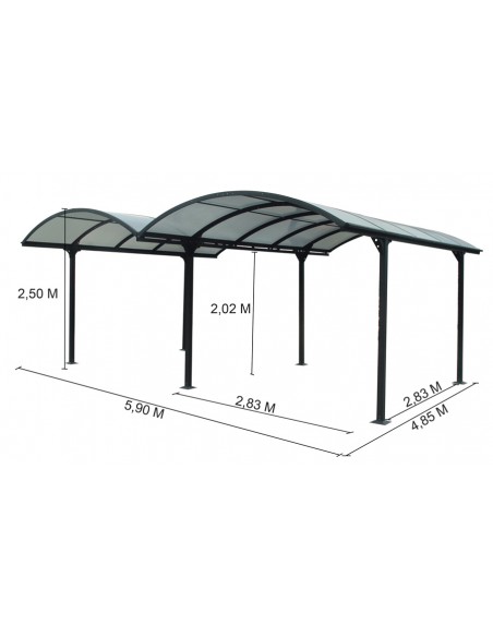 Dimensions carport double aluminium Zwolle