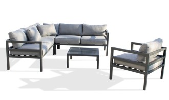 Salon angle jardin aluminium noir Beaubourg