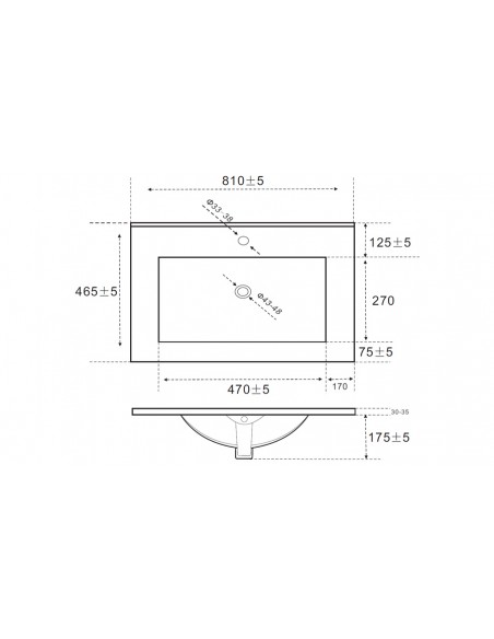 Dimensions plan vasque blanc Retro