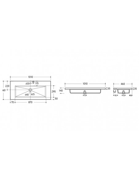 Dimensions plan vasque céramique blanc