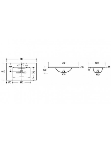 Dimensions plan vasque céramique blanche