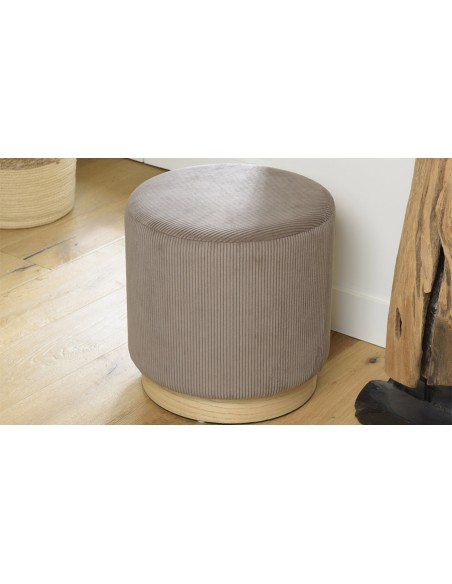 Pouf rond velours marron Emilia