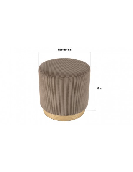 Dimensions pouf velours marron Emilia