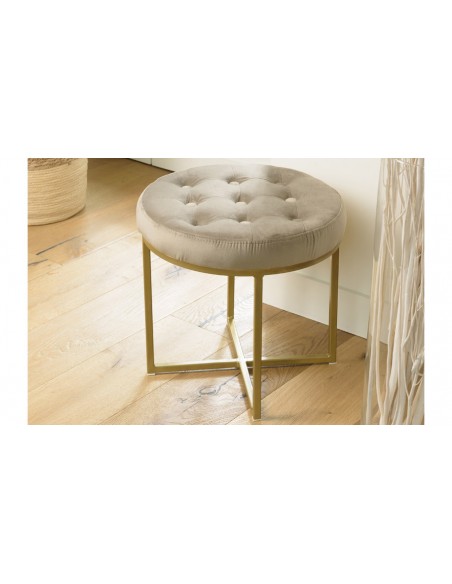 Tabouret velours cotelé taupe Emilia