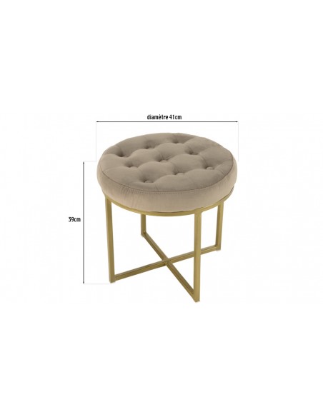 Tabouret velours cotelé taupe Emilia