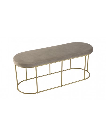 Banc velours taupe pieds dorés