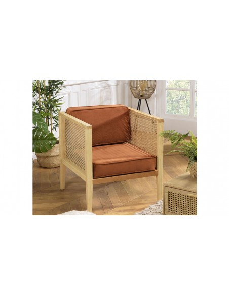 Fauteuil en velours orange Emilia