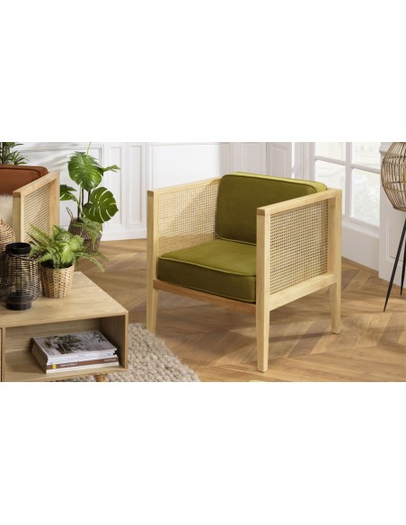 Fauteuil velours vert Emilia