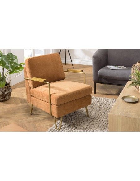 Fauteuil lounge tissu métal Emilia