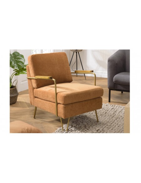 Fauteuil lounge tissu métal Emilia