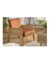 Fauteuil velours orange bois Emilia