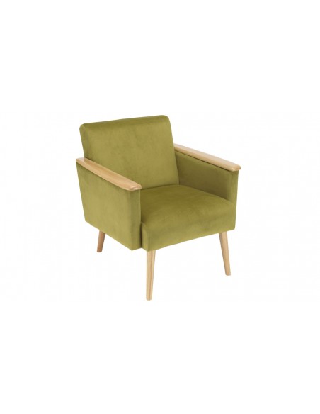 Fauteuil en velours vert clair