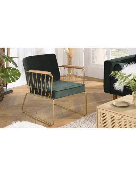 Fauteuil velours vert Emilia