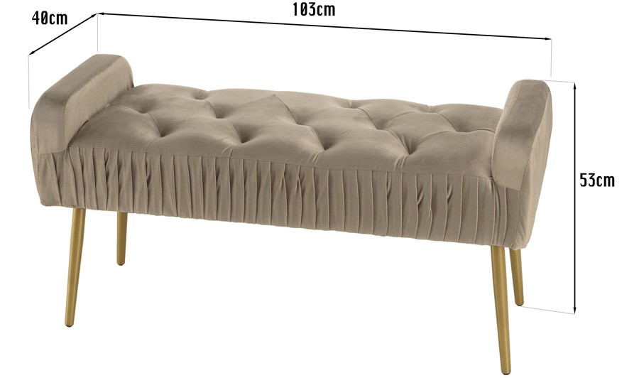 Banc bout de lit coffre NEW YORK couleur taupe velours - Sweet Deco -  Boutique de meubles