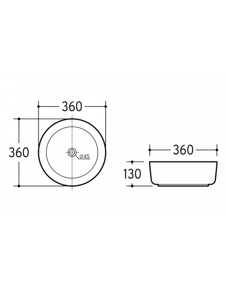 Dimensions vasque poser ronde Simple