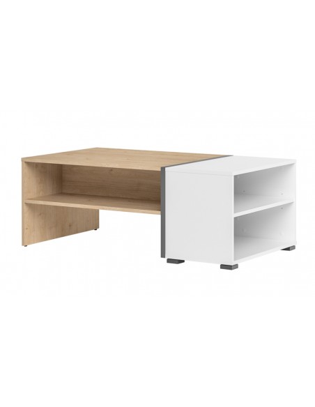 Table basse grise blanche noyer