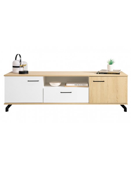 Meuble TV blanc chêne 160 cm