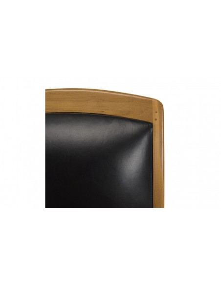 Fauteuil teck cuir noir Goa