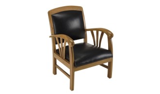 Fauteuil teck cuir noir Goa