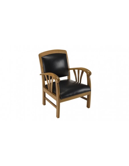 Fauteuil teck cuir noir Goa