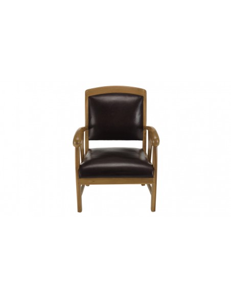 Fauteuil teck cuir marron