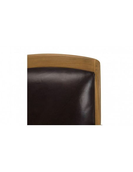 Fauteuil teck cuir marron Goa