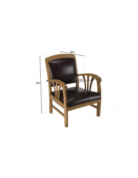 Dimensions fauteuil cuir marron Goa