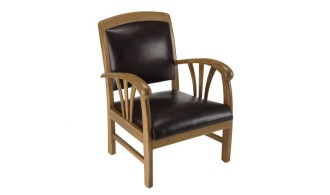 Fauteuil teck cuir marron Goa