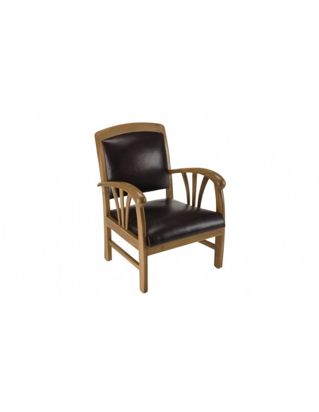 Fauteuil teck cuir marron Goa