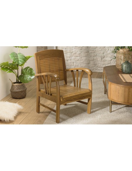 Fauteuil colonial teck bambou Goa