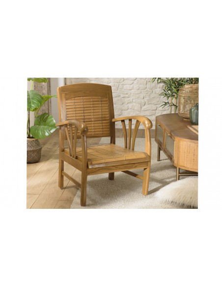 Fauteuil colonial teck bambou Goa