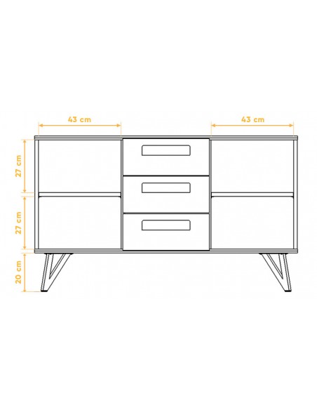 Commode 2 portes 3 tiroirs Ventoux