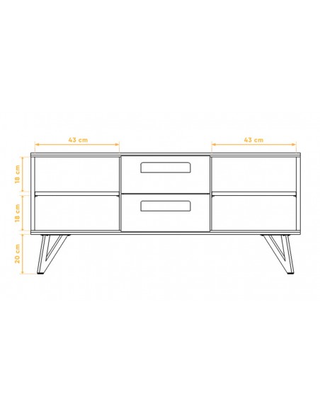 Dimensions commode basse industrielle Ventoux