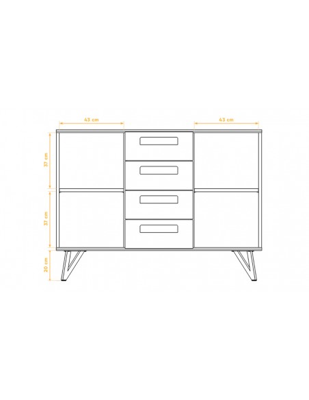 Dimensions commode quatre tiroirs Ventoux