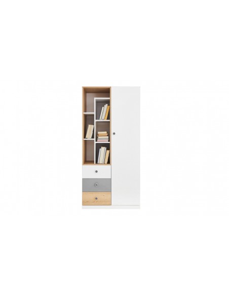 Bibliothèque ado blanc chêne gris