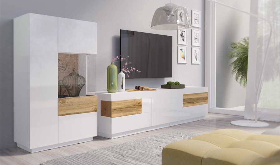 BULANED Meuble TV Vigo Gris 156x40x40 cm Bois Massif de pin,Meuble Bas  Salon,Meuble TV Longueur,Meubles De Salon TV