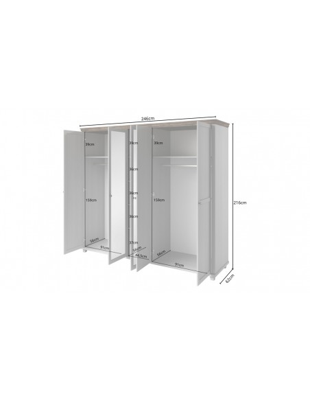 Dimensions armoire 5 portes Boavista