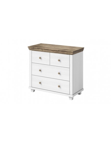 Commode 3 tiroirs blanc chêne