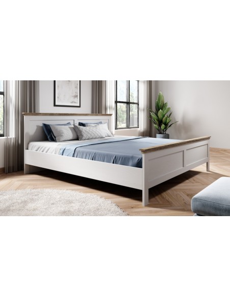 lit adulte blanc chêne 160 cm