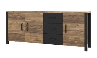 buffet long noir mat et bois
