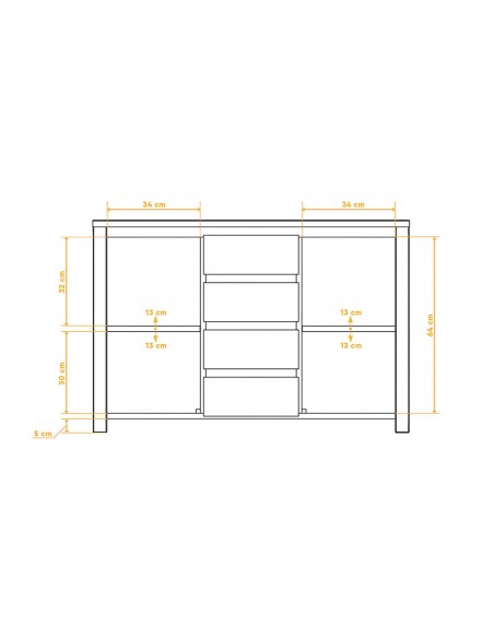 Dimensions commode 2 portes Vinci