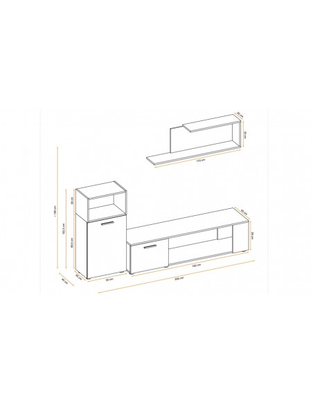 Dimensions set meubles salon Camino