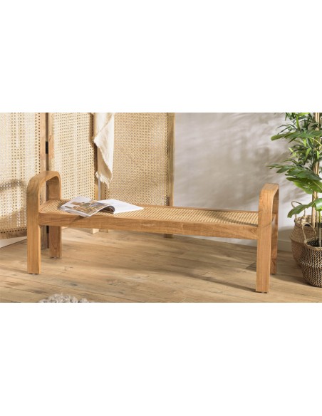 banc en rotin et bois