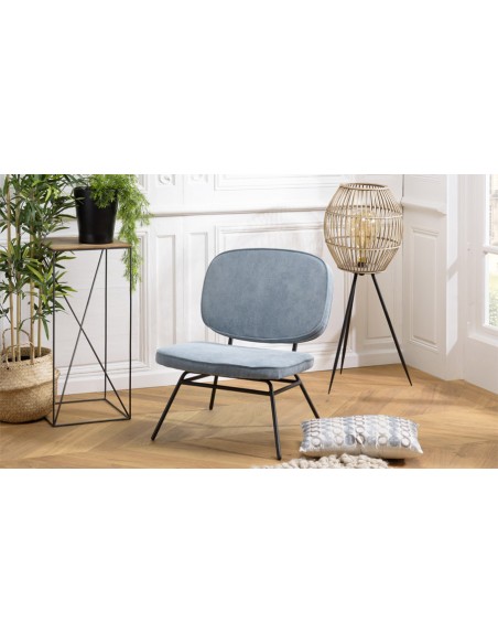 Chaise velours bleu clair Luna