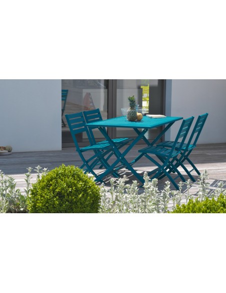 Ensemble jardin pliant Bleu canard