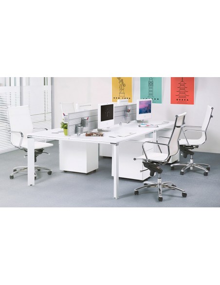 Table bureau carrée blanche 140 cm - Naomi